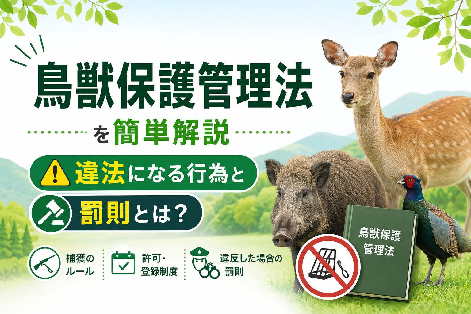 鳥獣保護管理法を簡単解説｜違法になる行為と罰則とは？のアイキャッチ画像