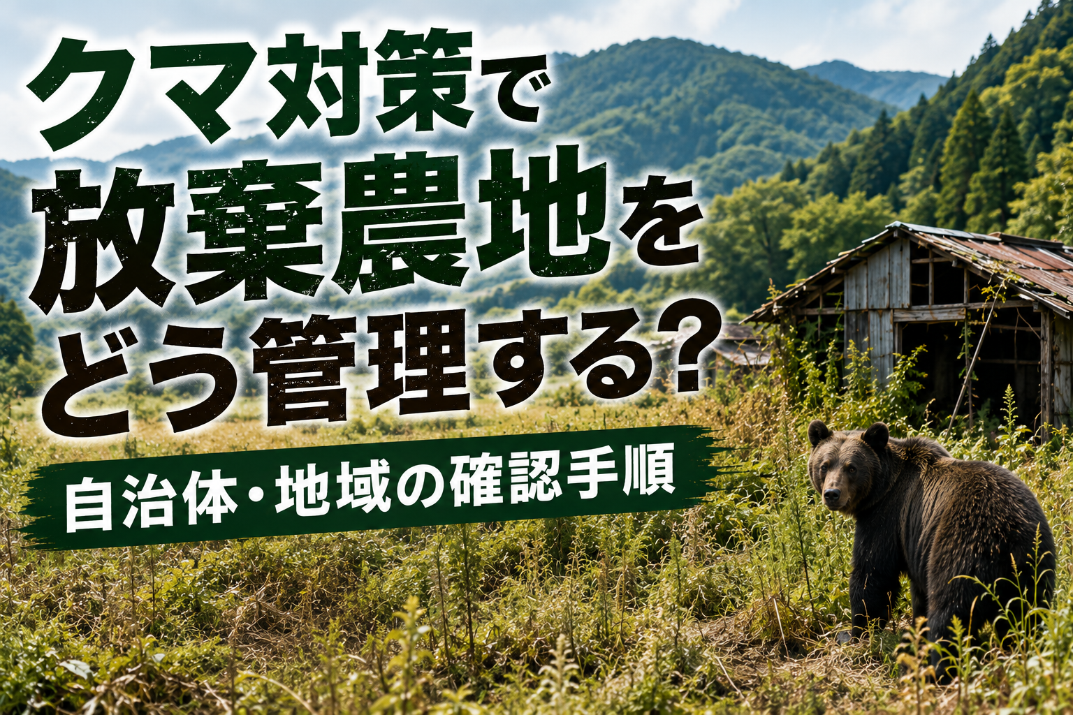 クマ対策で放棄農地をどう管理する?自治体・地域の確認手順のアイキャッチ画像