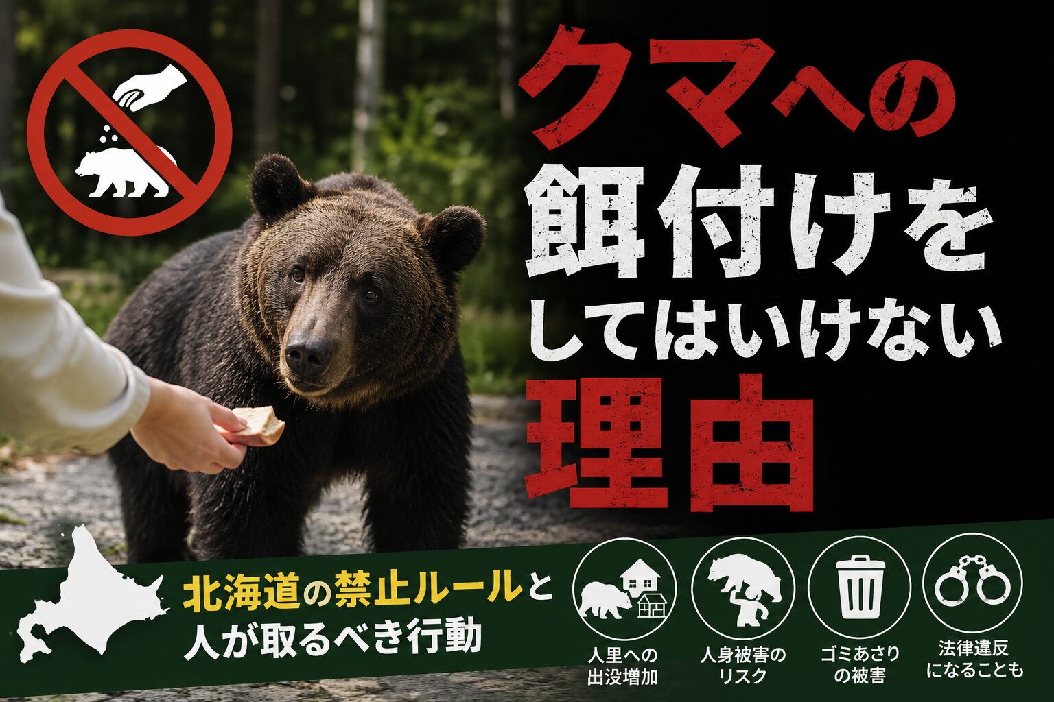クマへの餌付けをしてはいけない理由｜北海道の禁止ルールと人が取るべき行動のアイキャッチ画像